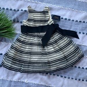 Polo Ralph Lauren little girl dress striped black and cream color size 2T